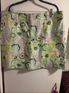 White Stag Floral Cotton Skirt in Green, Yellow & Lavender